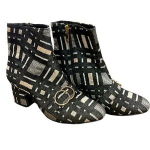 Stylish Black and Gold Ankle Boots